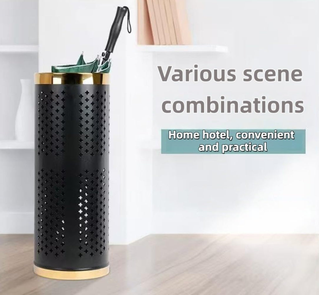 Stainless Steel Umbrella Stand Umbrella Storage Bin Space-Saving Perforated for Home Office Entryways Hotels (A)