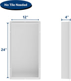 Stainless Steel Shower Niche 24" X 12", No Tile Needed Wall Niche Shower, Recessed Shower Shelf for Bathroom Storage, Matte White