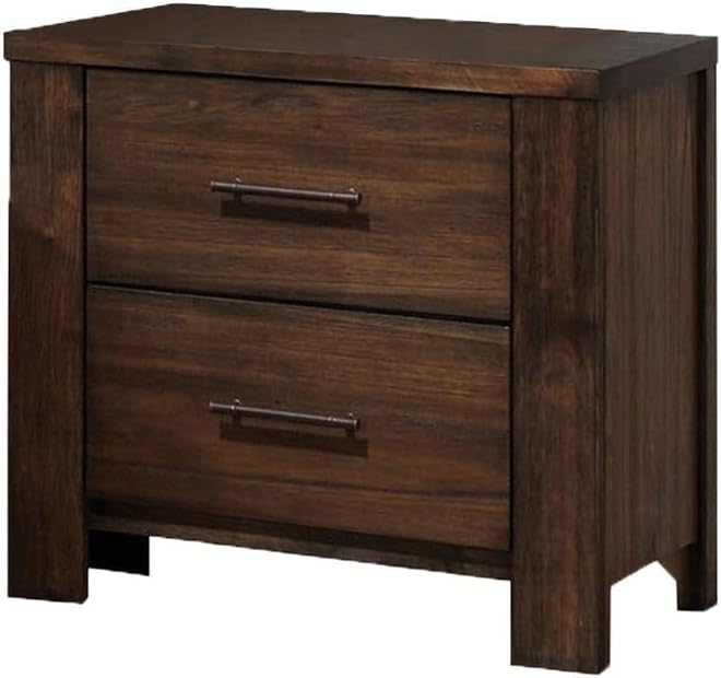 Nightstand with 2 Drawers in Oak Finish,for Small Spaces