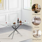52'' 5 Piece Rectangular Glass Dining Table Set for 4 | Tempered Glass Dinner Table Set for 4 Kitchen Table Set with 4 Velvet Upholstered Chairs for Kitchen Dining Room