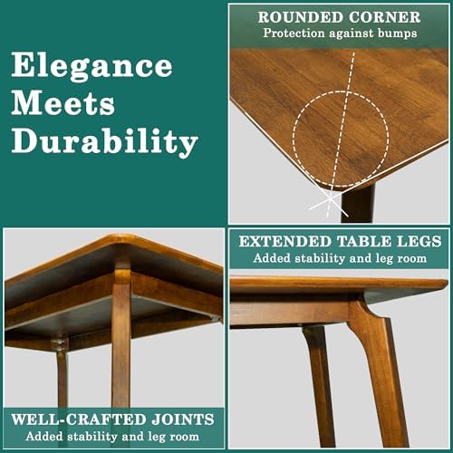 Acacia Verve 48" Solid Wood Dining Table for 4, Rectangular Acacia Wood ...