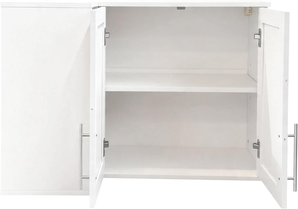 L Shape Wall Mounted Storage Cabinet, White Floating Sideboard Buffet Cabinet...