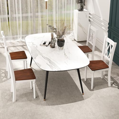 GOFLAME Wooden Dining Chairs Set of 4, Farmhouse Kitchen Side Chairs with Erg...