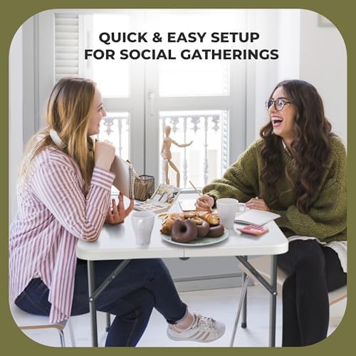 Our Modern Space 34" Square Foldable Table with Built in Handle & De...