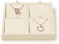 Oirlv Microfiber 4 Slots Jewelry Pendant Display Tray Jewelry Necklace Organizer Display Tray(Beige)