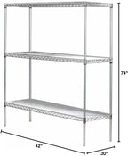 Omega 30" Deep x 42" Wide x 74" High 3 Tier Chrome Starter Shelving Unit