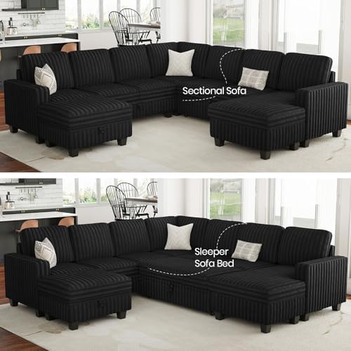 Belffin Oversized Sofa Bed Modular Sectional Sleeper Sofa with Pull Out Bed L...