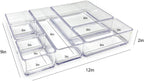 Isaac Jacobs 6-Tray Clear Acrylic Organizer Set, (Six Individual Trays), Multi-Purpose, Stackable Storage Solution for Makeup, Crafts, Desk, School, Office Supplies & More, for Bathroom, Kitchen