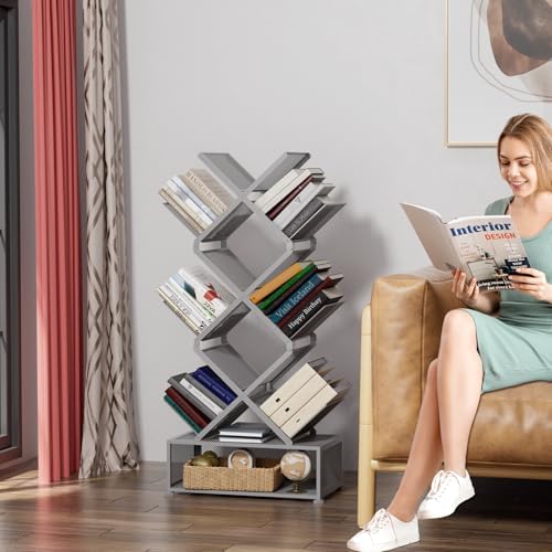 Gintan 9-Tier Modern Book Shelves with Storage, Bedroom Shelves Folding Books...