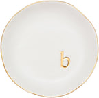 COLLECTIVE HOME - Ceramic Jewelry Tray, Decorative Trinket Dish for Rings Earrings Necklaces Bracelet Watch Keys, Birthday Mother's Day Christmas Gift for Women, 4.75", White Surface (B)