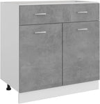 Concrete Grey Engineered Wood Cabinet with Drawers, Spacious Storage for Kitchen, Pantry, Dining Room, Modern Home Furniture
