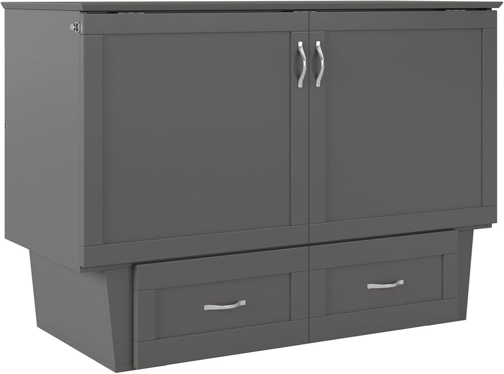 AFI, Monroe Full Murphy Bed Chest with 6" Mattress & Drawer, Grey