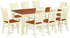 East West Furniture QUWE9-BMK-W 9 Piece Dining Room Furniture Set Includes a Rectangle Wooden Table with Butterfly Leaf and 8 Kitchen Dining Chairs, 40x78 Inch, Buttermilk & Cherry