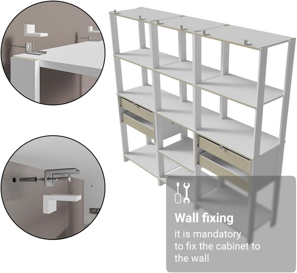 Madesa Kitchen Pantry Storage Rack with 4 Drawers and Open Shelves 78" L...