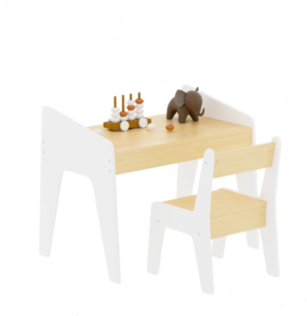 Table and Chair Set for Boys and Girls, Smooth MDF Wood, Scaled-Down Size, Mu...