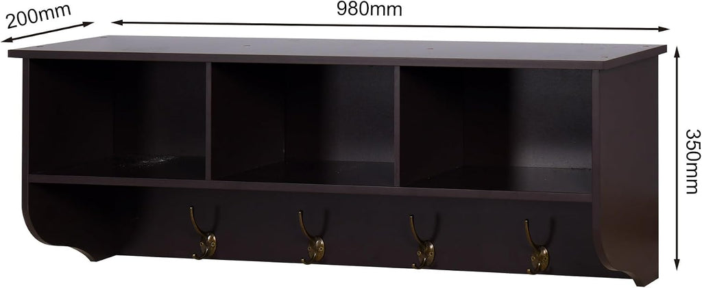Modern Entryway Wall Mounted Coat Rack, with 4 Dual Hooks Living Room Storage Shelf,for Kitchen Home