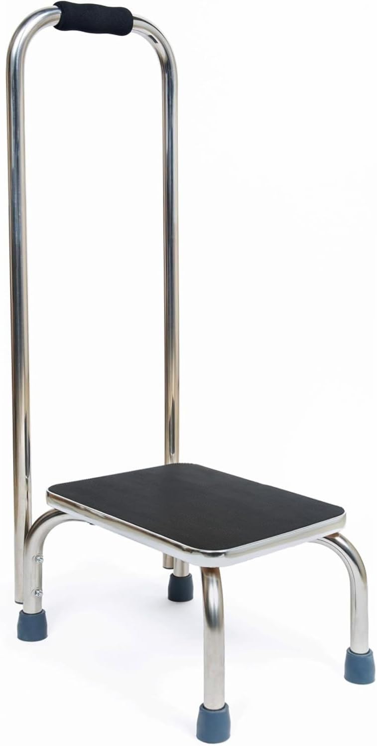 BodyMed Heavy-Duty Foot Step Stool with Handle and Non-Slip Rubber Platform f...