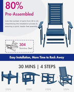 BRIOPAWS Outdoor Rocking Chairs | Set of 2 | Porch Rockers | HDPE Plastic| Blue | Oversized | Patio Rocker Chair | High Back | for Big Man | Weather Resistant | for Outside Deck Balcony Front Backyard