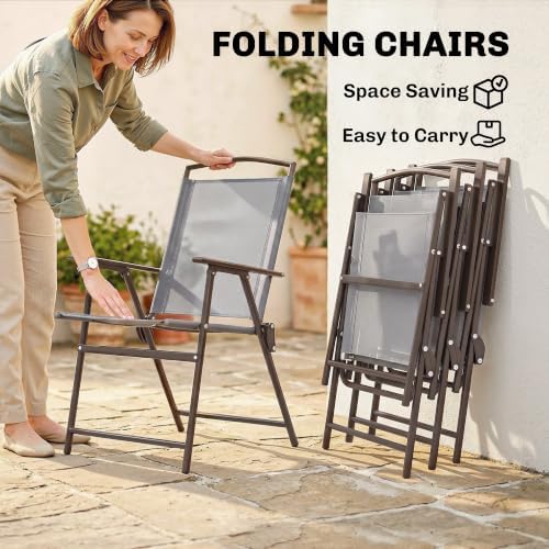 Outsunny 6 Piece Outdoor Patio Dining Set for 4 with Umbrella Gray