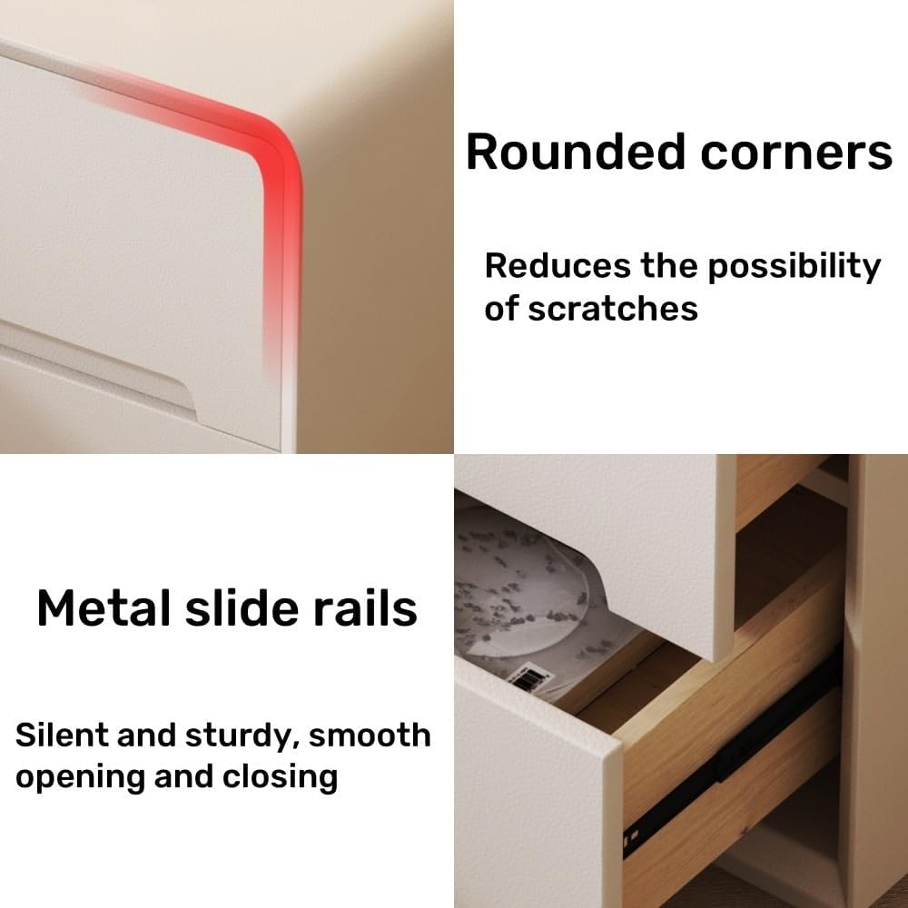 Modern Nightstand, Solid Wood Bedside Table, Simple Night Stand with 2 Drawer...