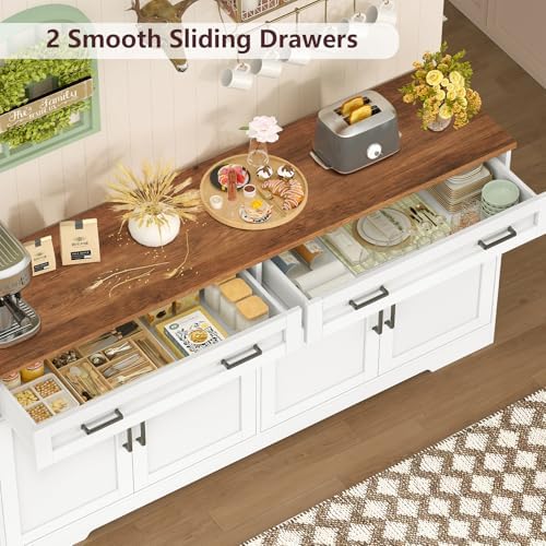 usikey 63" Buffet Cabinet with Storage, Sideboard Cabinet with 2 Adjusta...