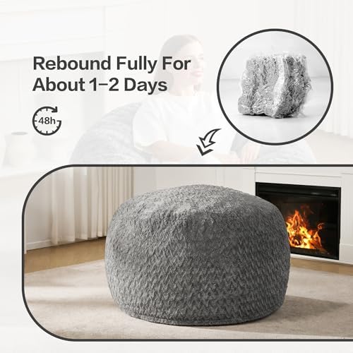 Hobestluk Bean Bag Chair Large Washable Soft Living Room Adult 3Ft Grey | No ...