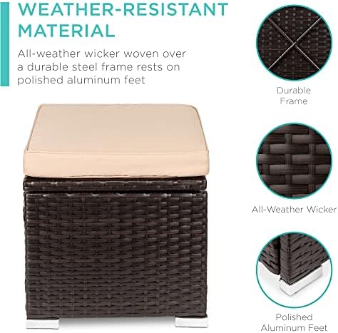 Best Choice Products Set of 2 Wicker Ottomans, Multipurpose Outdoor Furniture...