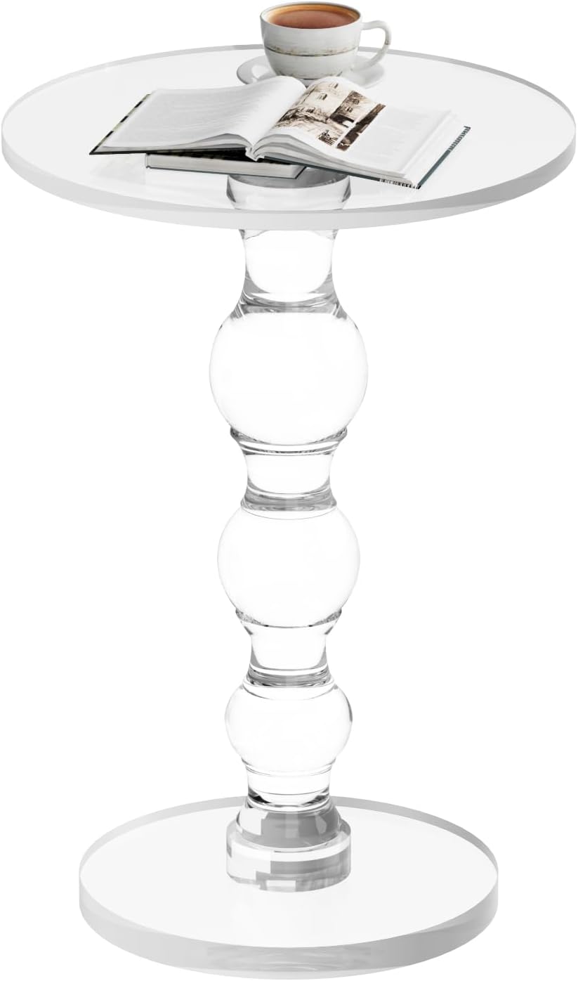 Acrylic Side Table, Acrylic end Table, Clear Small Round Side/End Tables with...