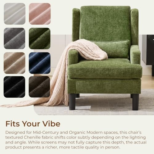 Garvee Wingback Accent Chair Set of 2, Mid-Century Chenille Reading Chair | H...