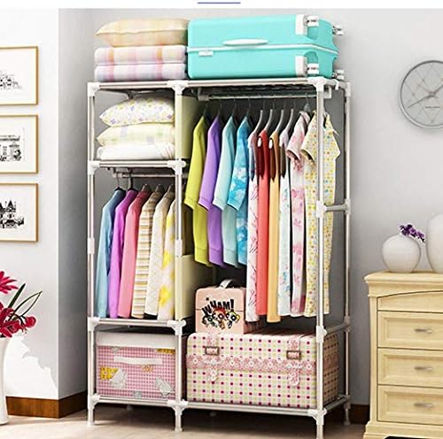 No-Installation Folding Wardrobe Family Bedroom Cloth Art Cabinet All-Steel F...