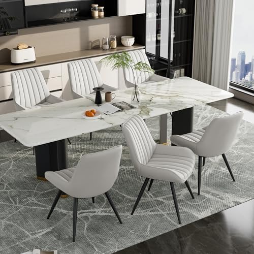 Mid Century Modern Dining Chairs Set of 4, Soft Cushion Upholstered Fabric Ki...