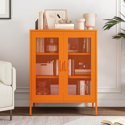 Chshin Metal Locker Storage Cabinet with 2 Mesh Doors and Adjustable Shelves,...