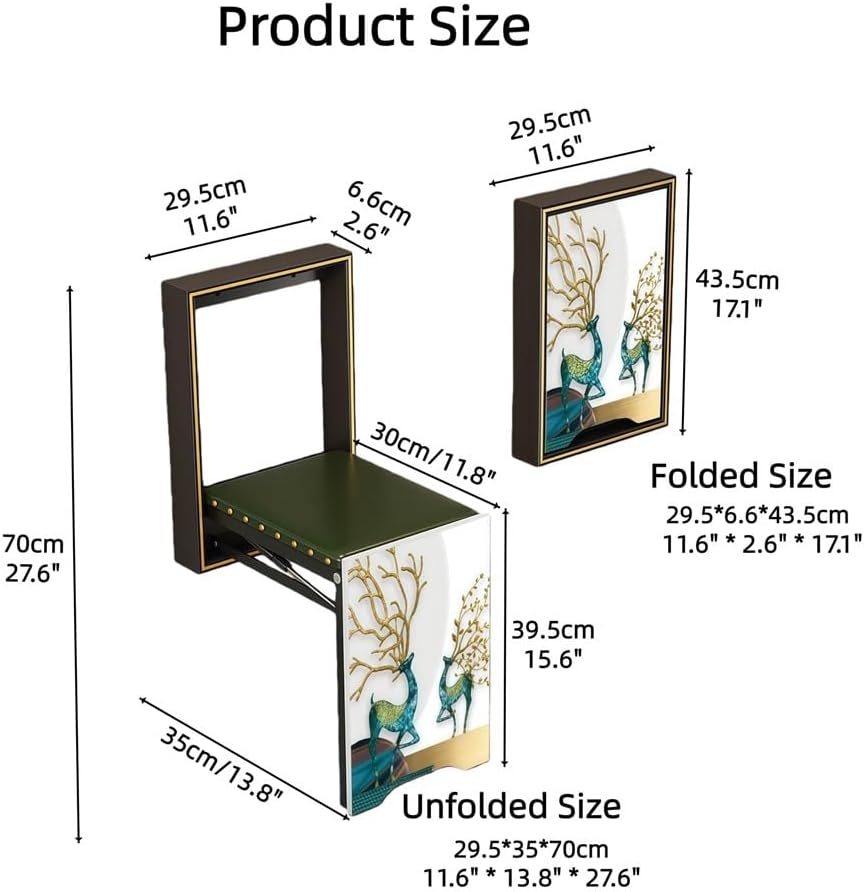 Wall Mounted Folding Stool, Hidden Flip-Down Entryway Seat, Padded Folding Chair for Hallway, Corridor, Bedroom - Space-Saving Design