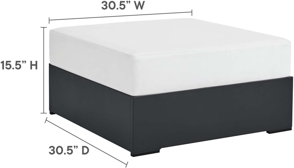 Modway Tahoe Aluminum Ottoman in Gray White with Weather-Resistant Cushion-Id...