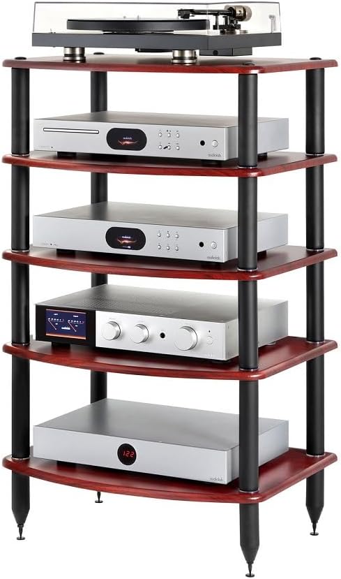 Pangea Audio Vulcan Five Shelf Audio Rack, Media Stand, and Components Cabine...