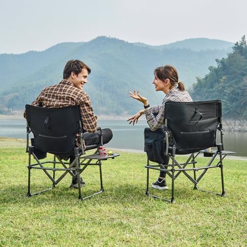 EVER ADVANCED Camping Directors' Chair with Side Table, Portable Folding ...