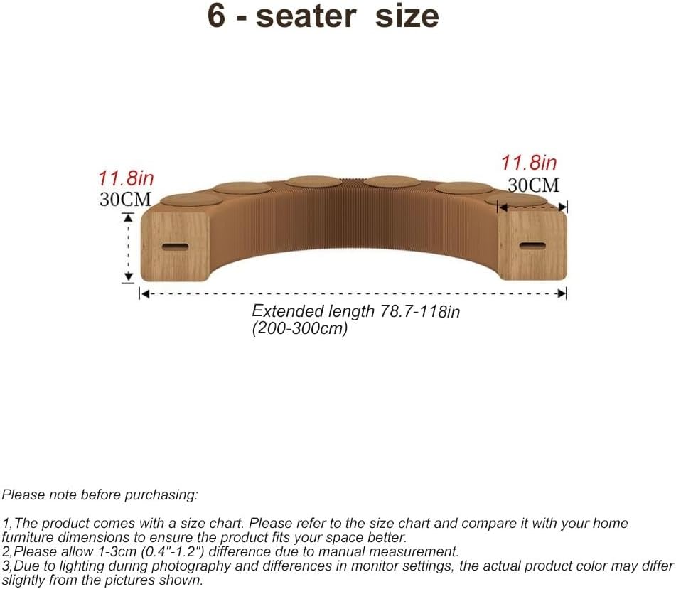Foldable Kraft Paper Stool, Folding Paper Stool Sofa Chair, Relaxing Foot Stool, Honeycomb Structure Seating for 3-6 People, Foldable Foot Stool, 11.8" Height(Brown,6 Seater)