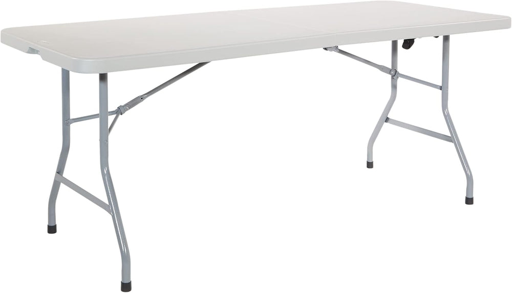 Office Star Resin Rectangle Center-Folding Portable Table for Picnics, Campin...