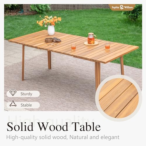 Sophia & William 9pc Outdoor Dining Set, Acacia Wood and Rattan，Dark Brown