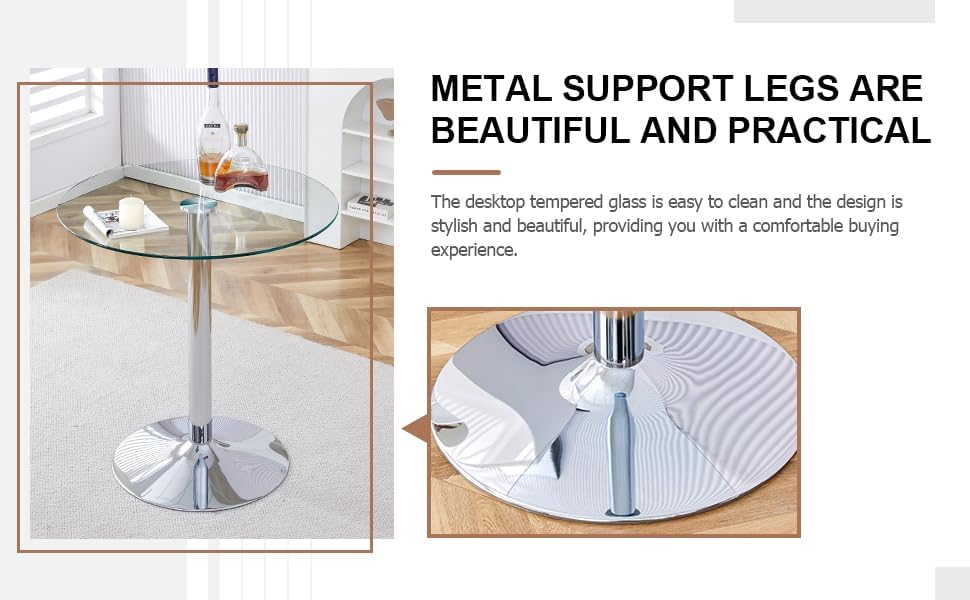 A Glass Tabletop with a Diameter of 35 inches and a Modern Minimalist Circula...