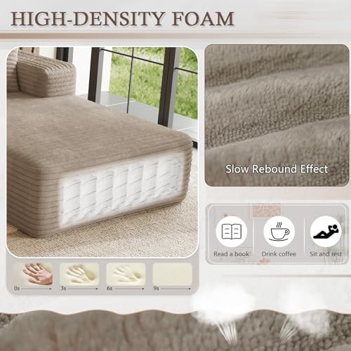 95" Cloud Sectional Couch with L-Shape Chaise, Modular Comfy Sofa Chaise...