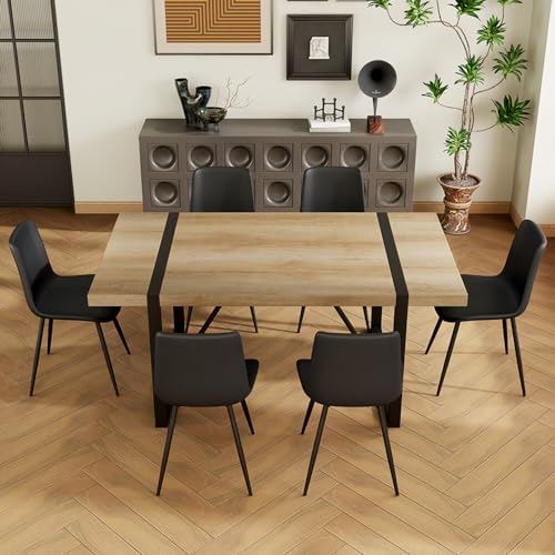 Dining Table Set for 6, 71'' Wood Dining Table and Chairs Set of 6