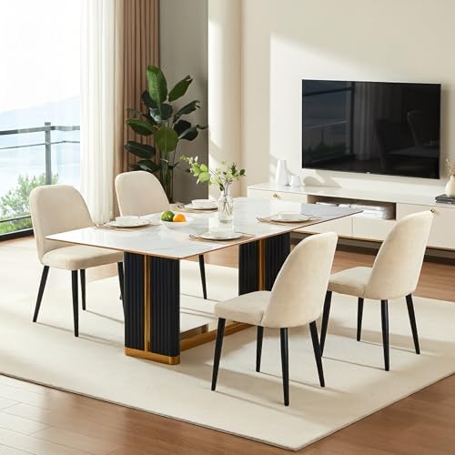 Upholstered Dining Chairs Set of 4, Chenille Mid Century Modern Fabric Dining...