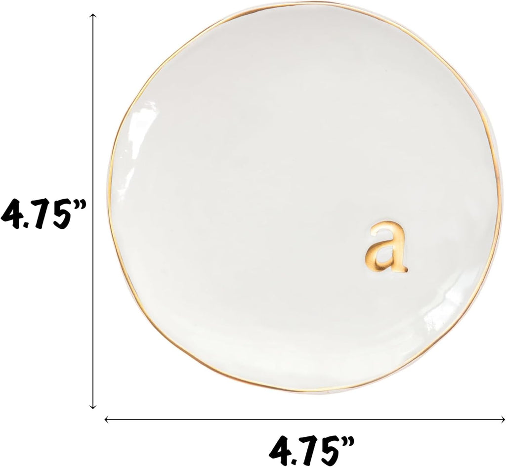 COLLECTIVE HOME - Ceramic Jewelry Tray, Decorative Trinket Dish for Rings Earrings Necklaces Bracelet Watch Keys, Birthday Mother's Day Christmas Gift for Women, 4.75", Glossy (a)