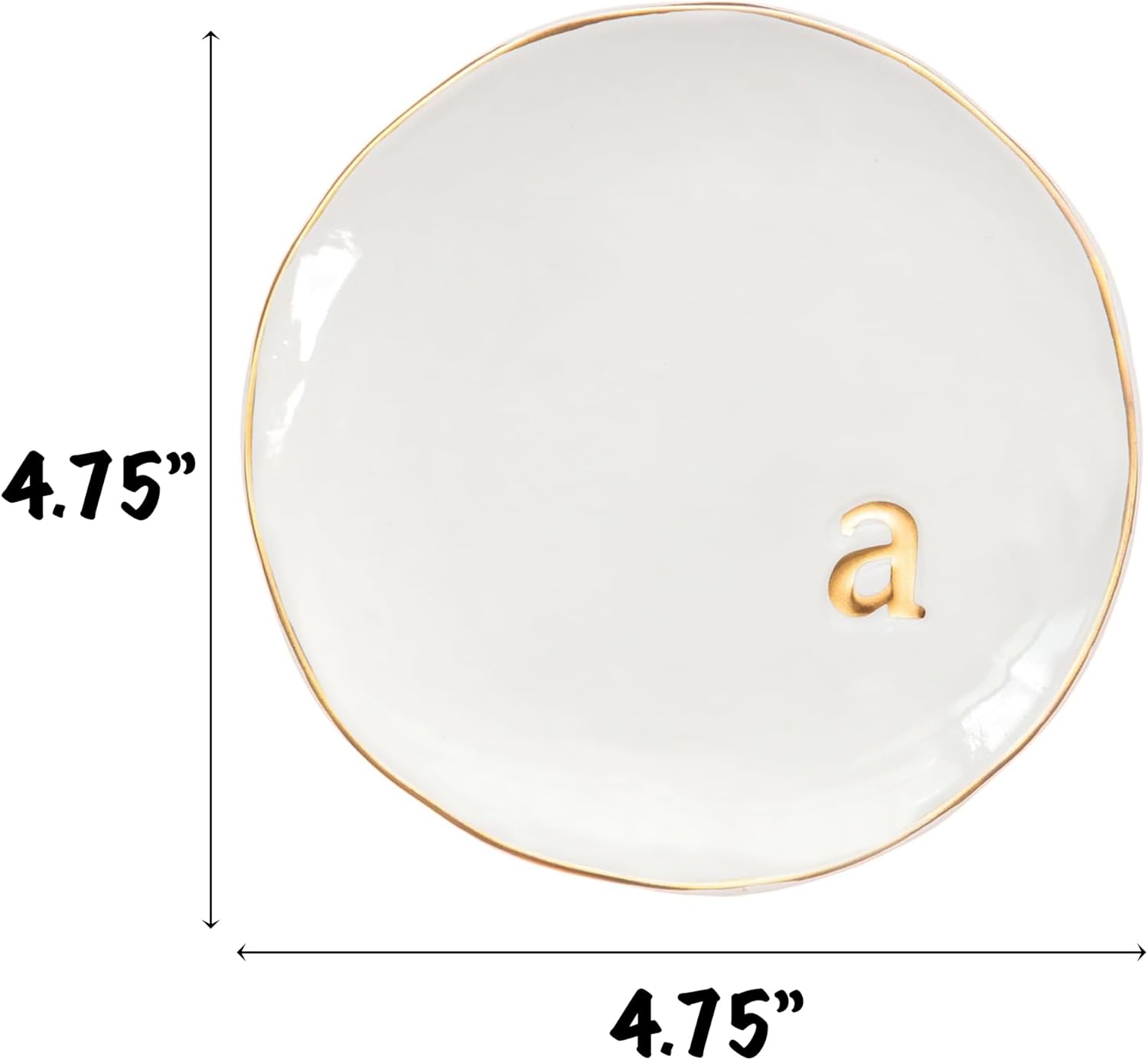 COLLECTIVE HOME - Ceramic Jewelry Tray, Decorative Trinket Dish for Rings Earrings Necklaces Bracelet Watch Keys, Birthday Mother's Day Christmas Gift for Women, 4.75", Glossy (a)