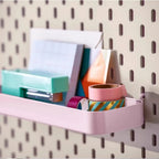 Standing Shelf Units,11X3 1/2 inch Skadis Shelf, Storage Shelves Use DIY Storage Cube Shelf for Books,Wallets,Coins or Mini Toys (1, Pink)