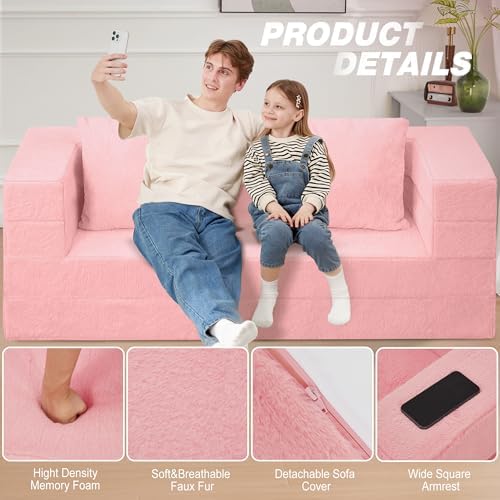 Futon Sofa Bed with Pillow, 3-in-1 Sleeper Sofa Bed with Removable Cover | Co...