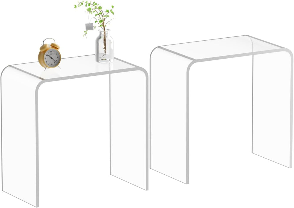 Acrylic Side Table Set of 2, 21" H x 21" W x 12" D x 3/5'&...