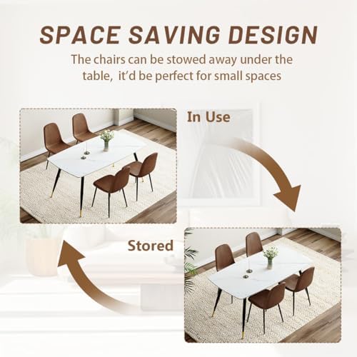 Table and Chairs Set of 4, Dining Room Table Set for 4, Sintered Stone Kitche...