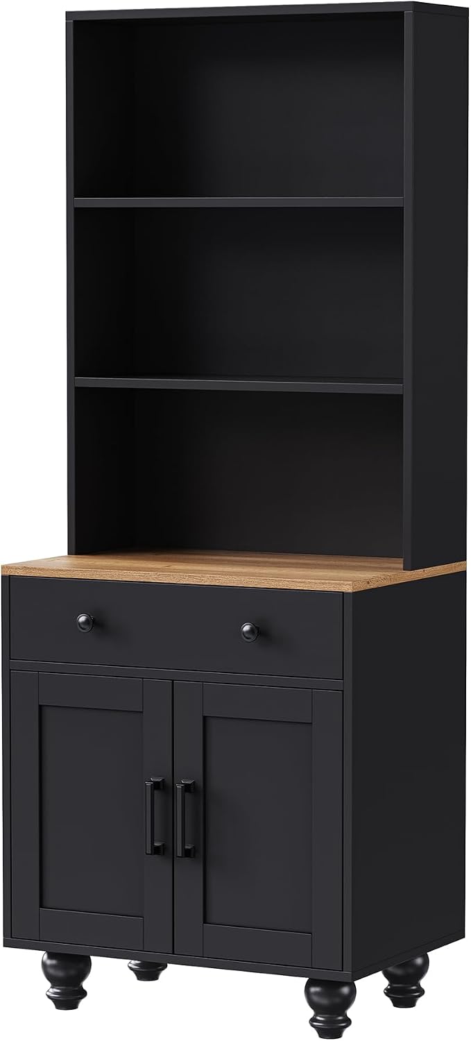 Modern Kitchen Pantry, Storage Cabinet with 4 Solid Wood Gourd-Shaped Legs, A...